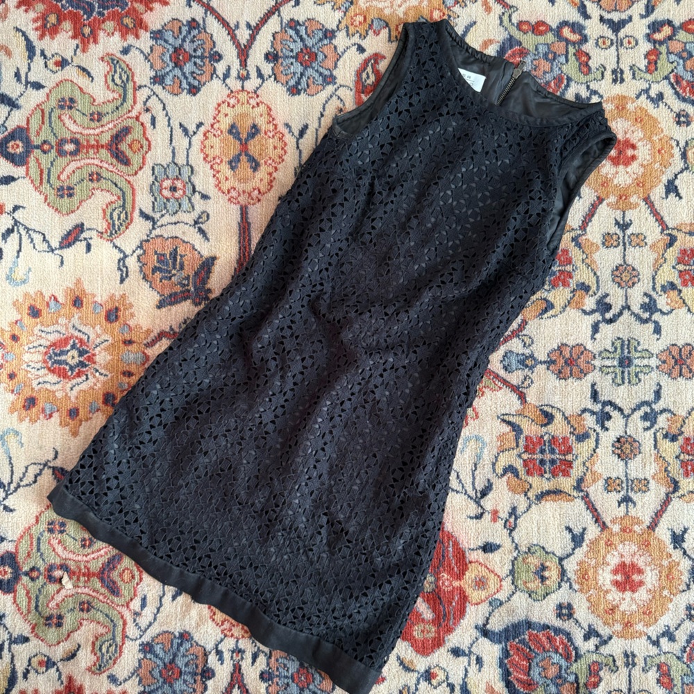 Peter Hidalgo Black Sleeveless Eyelet Dress